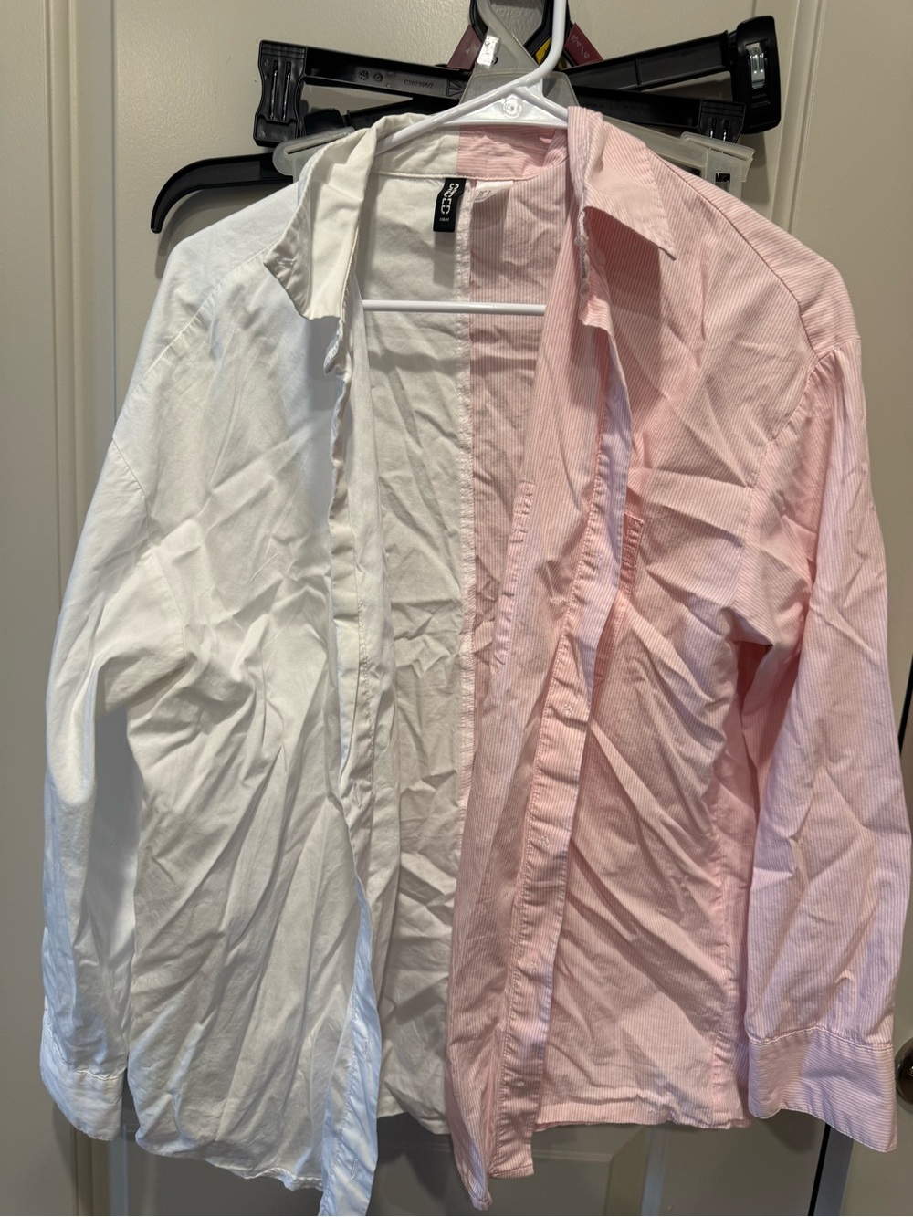 H&M White & Light Pink Two-Tone Dress Shirt
